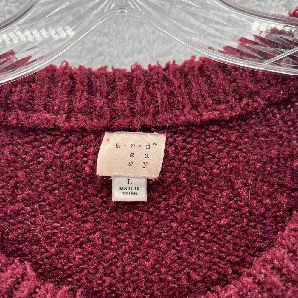 A New Day Sweater Womens Large Red Pullover Top Long Sleeve Chunky‎ Knit